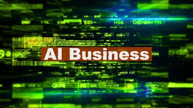 AI Business Digital Text Animation over Futuristic