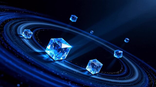 Blue Crystal Cubes in Space