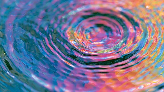 Iridescent Circular Wave Pattern in Liquid