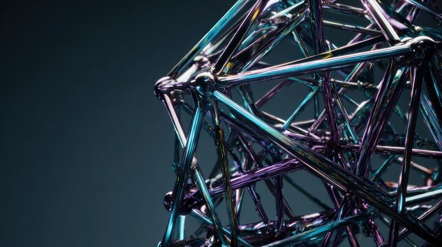Metallic Structure with Iridescent Reflections Closeup.