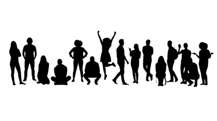 Obraz premium Diverse group of people celebrating together outdoors isolated on transparent background, Vector