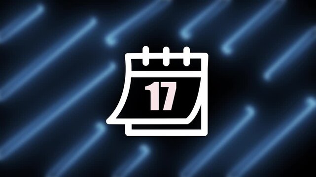 Minimalist black line calendar icon vector showing day 17 on a isolated white background for business schedule and deadline reminder template