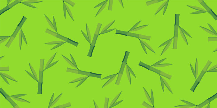 Bamboo seamless pattern with fresh green stalks and leaves abstract nature repeating backdrop vector illustration template for asian spa branding fabric and wallpaper