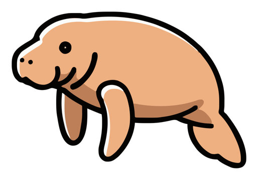 Cute isometric manatee swimming flat vector illustra.... Generative AI