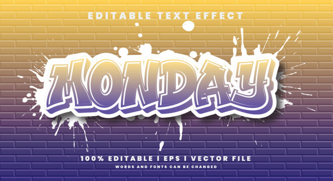 monday grafitti text effects, modern colors.Text style effects.
