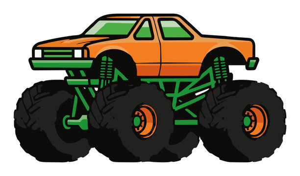 Monster truck extreme vehicle offroad illustration. Generative AI