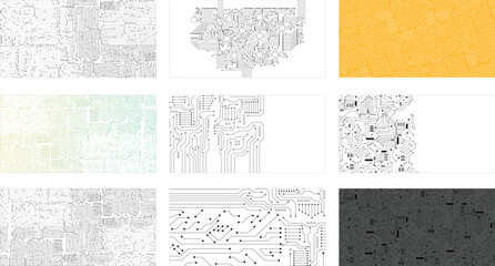 Fototapeta premium Collection of 9 technology circuit background.