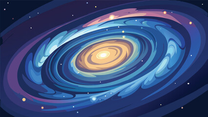 Spiral galaxy swirling in deep space with science fiction astronomy universe astrophysics background illustration abstract celestial infinite dimension exploration rotation formation © shachin
