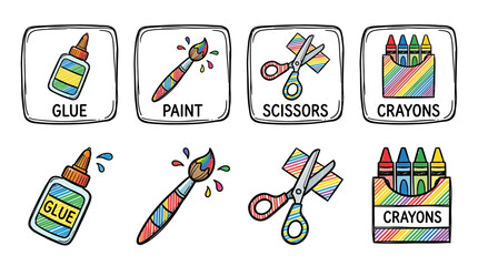 A vibrant collection of colorful hand-drawn art and craft supplies. © IFFA
