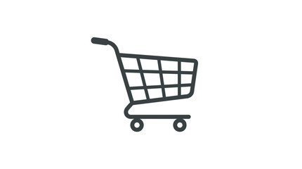Simple dark shopping cart icon on a white background. © Iffa
