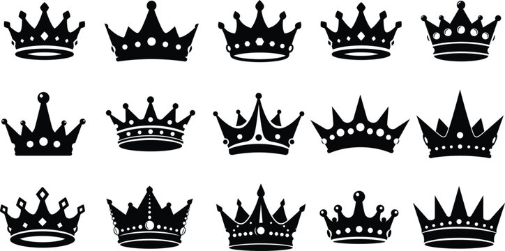 Vector illustration silhouette of crowns black crown silhouettes royalty symbols