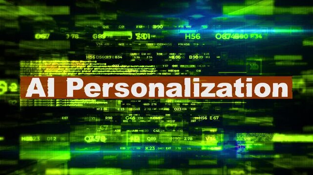 AI Personalization Digital Text Animation over Futuristic