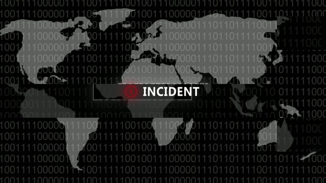 Map with binary code Generate title without using the word "Title:" before it. background showing an incident alert in the Middle East region 1765521769287 5311