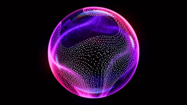 Abstract glowing sphere with wave patterns