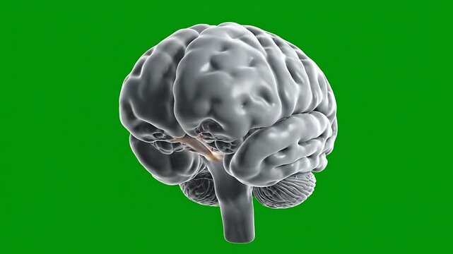 3D CGI Rendering Of Human Brain Focusing On Hypothalamus Anatomy Against Green Screen Background For Medical Animation