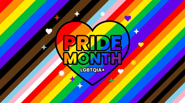 Vibrant Pride Month Banner Vector Illustration Featuring Colorful Rainbow Background with LGBT Gay Pride Flag Elements for Celebration and Diversity Awareness