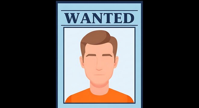 Wanted Person Poster Illustration with Faceless Man Icon