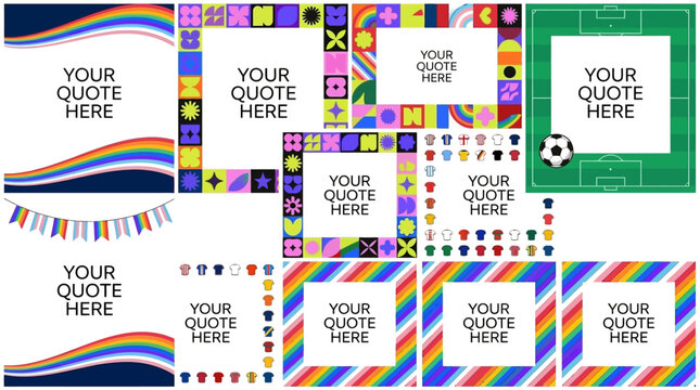 Comprehensive collection of eighty minimalist blank decorative border templates for inspirational text quotes and digital typography layouts isolated on a white background for design.