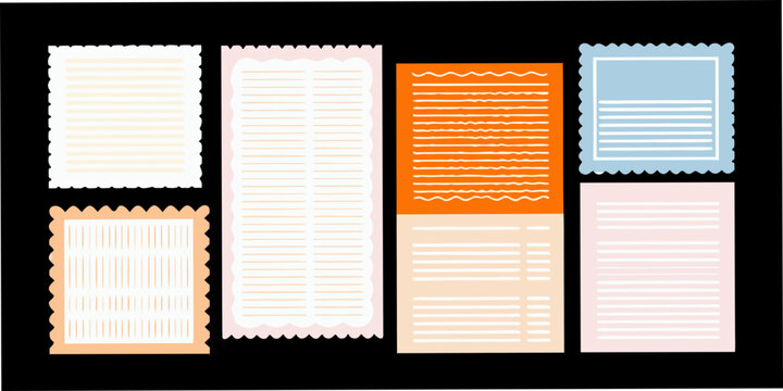 Scalloped Edge Frames Collection Pastel Vector Illustration On Black