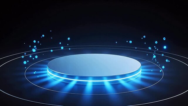 Blue glowing circular platform with light effects