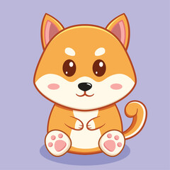 Fototapeta premium Cute Shiba Inu Dog Cartoon Character Sitting Illustration