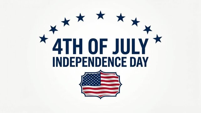 4th of July Independence Day animation with waving American flag badge