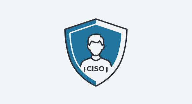 CISO security shield icon with human silhouette.
