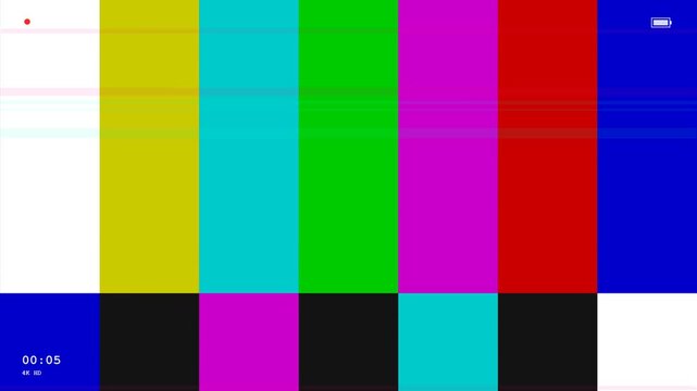 Colorful glitch effect video with color bars and distortion