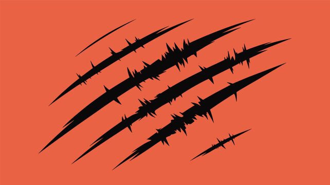 Stylized black animal claw marks or scratches across a bright orange background for horror, action, or wild animal themed designs.