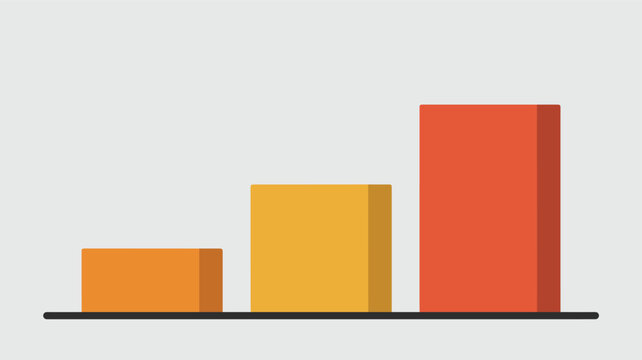 Simple business growth bar chart with three vertical blocks of increasing height in orange, yellow, and red on a plain background.