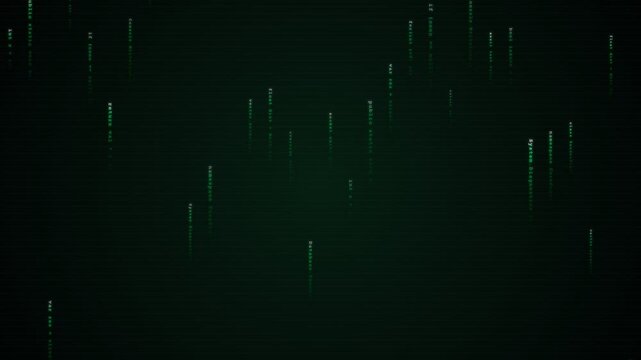 Abstract green digital data waterfall animation video clip