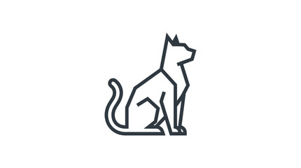 Fototapeta premium Geometric Cat Silhouette Icon, Minimalist Line Art, Pet Symbol