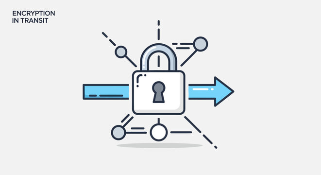 Encryption in transit icon representing secure data movement and protection.