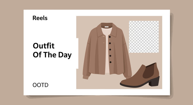 Fashion illustration featuring a stylish brown jacket and leather boots for social media content.