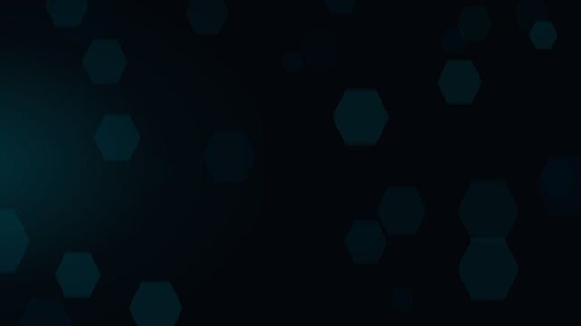 Teal hexagonal bokeh lights background with soft glow effect