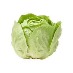 Fototapeta premium Fresh Green Iceberg Lettuce Head Isolated on White Background.
