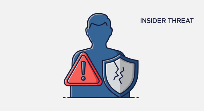 Insider threat concept with a person icon and a broken shield.