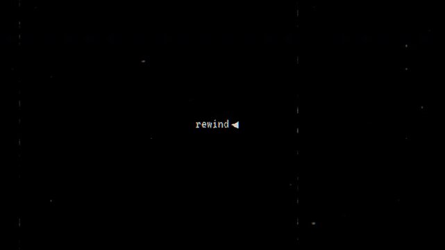 Analog Videotape Rewind Animation with VHS Noise, Vintage VCR Fast Rewind Screen Overlay.