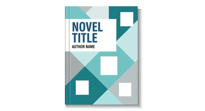 Modern book cover template with geometric triangle patterns and teal color scheme.