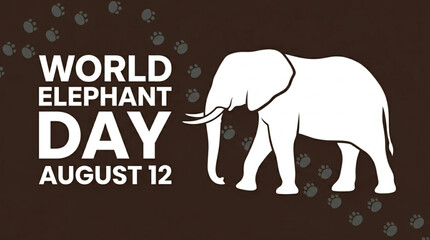 Obraz premium World Elephant Day August 12 Illustration with Silhouette and Prints