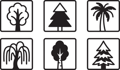 Naklejka premium Six different stylized tree icons set Vector