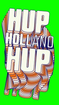 Vertical Hup Holland Hup Kinetic Typography 916 Dutch Stadium Chant in Friendly Rounded Font with Wave Clones for Shorts and Reels