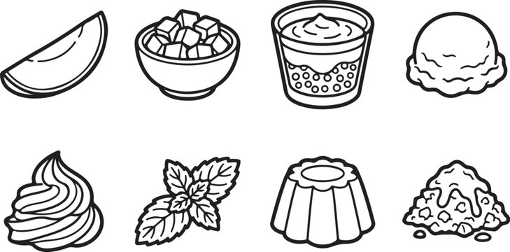 Assorted delicious desserts and sweet treats flat illustration Vector