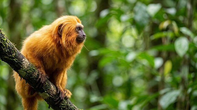 
The golden lion tamarin is a primate endemic to Brazil, belonging to the family Callitrichidae and the genus *Leontopithecus*. It occurs exclusively in the Brazilian Atlantic Forest