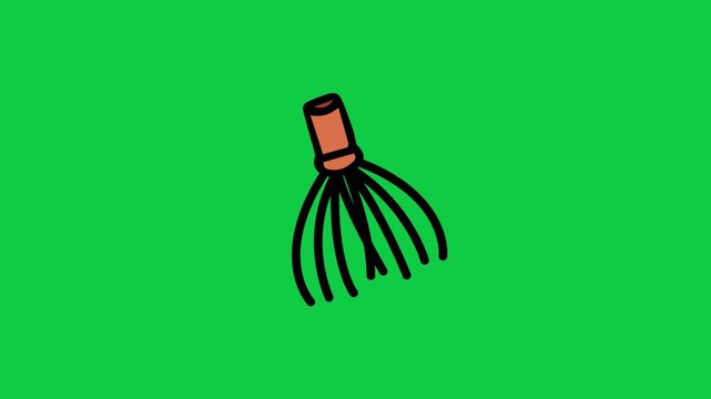 Tea bamboo whisk tool doodle animation for matcha latte recipe videos green screen