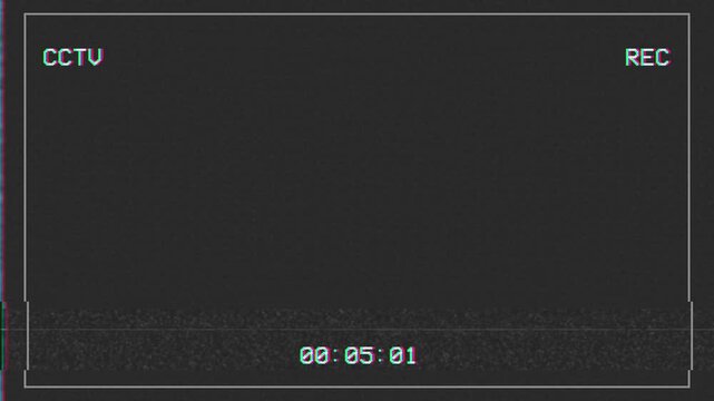 Security camera recording interface with digital timecode and noise