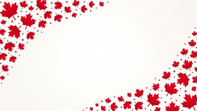 Red Maple Leaf and Star Pattern Background for Canadian Celebration