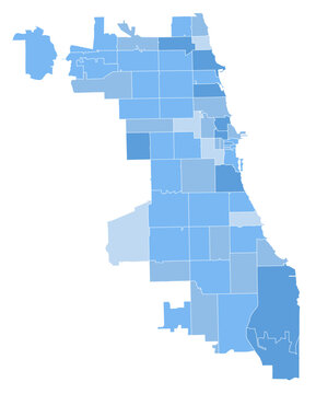 Chicago Illinois ZIP Code Map, Labeled Editable Boundaries