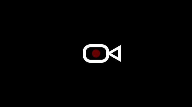 Camera recording icon with flashing red dot,Camera sign animation in the background.Red live streaming symbol.
