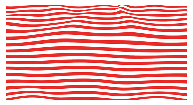 Red, white stripes, horizontal lines, wavy pattern, texture isolated on White Background USA, Editable EPS